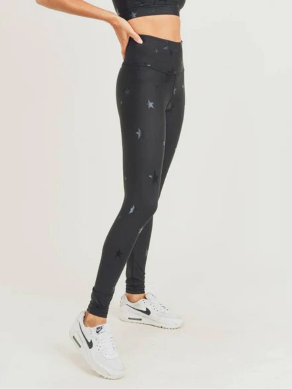 Mono B Black Star Foil High Waist Leggings 3x Athleisure Leggings